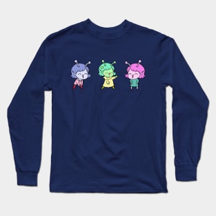 Cartoon alien girls dancing & laughing Long Sleeve T-Shirt